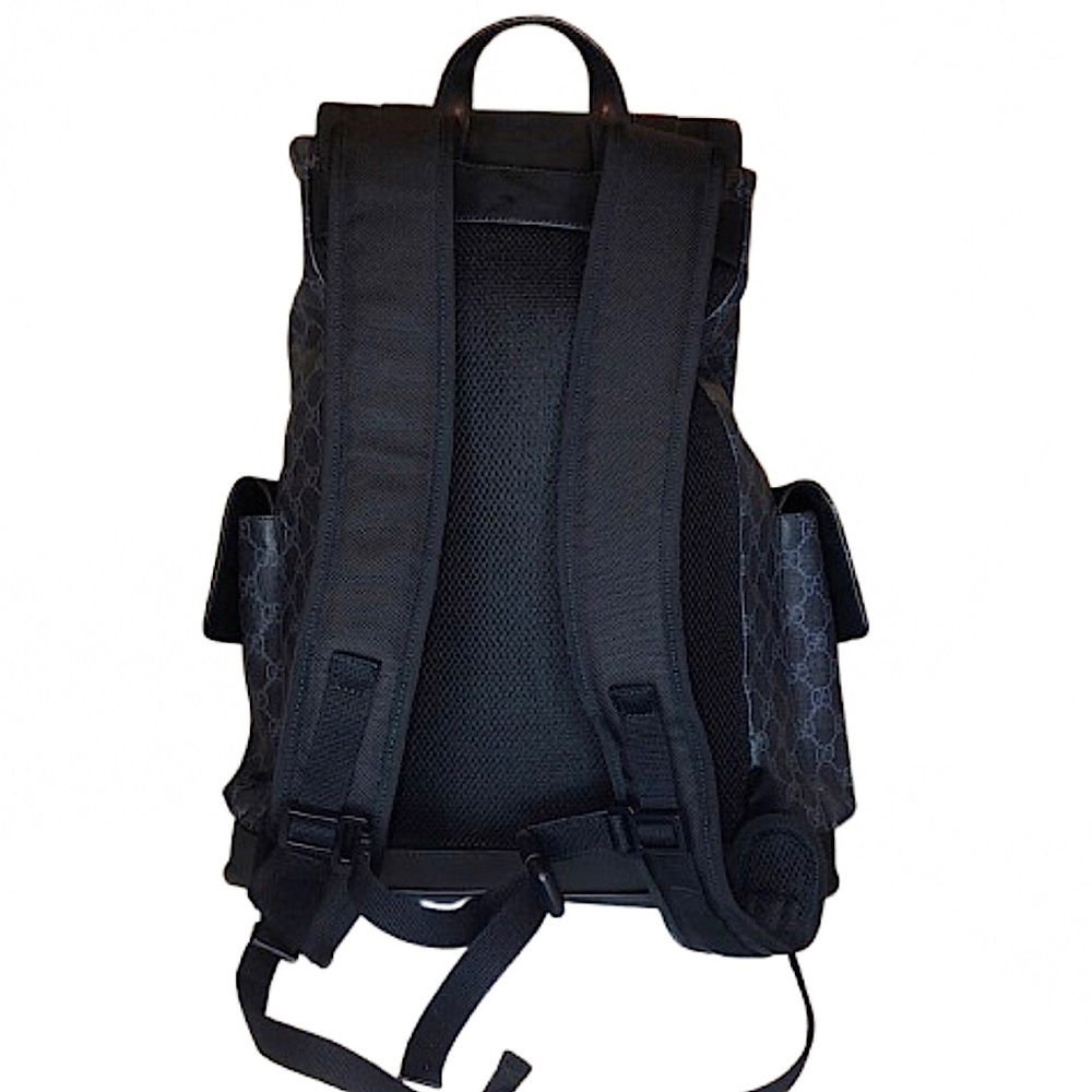 GUCCI GG SUPREME Soft Sided Coated Canvas Leather Black and Grey Backpack COA - Picture 5 of 17